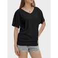 thumbnail image 4 of Womens Casual V Neck T Shirts Short Sleeve Loose Fit Summer Flowy Tops Tees, 4 of 6