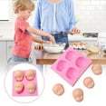 thumbnail image 2 of 4-Cavity Silicone Doll Face Mold - Baking Fondant, Chocolate, Polymer Clay Craft Tool, Heat-Resistant, 2 of 6