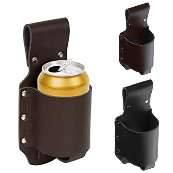 Classic Leather Beer Holster, Beer Holder,Outdoor Bottle Waist Bag for 12oz Beer or Soda, Portable Hiking, Camping, BBQ, Party Accessory