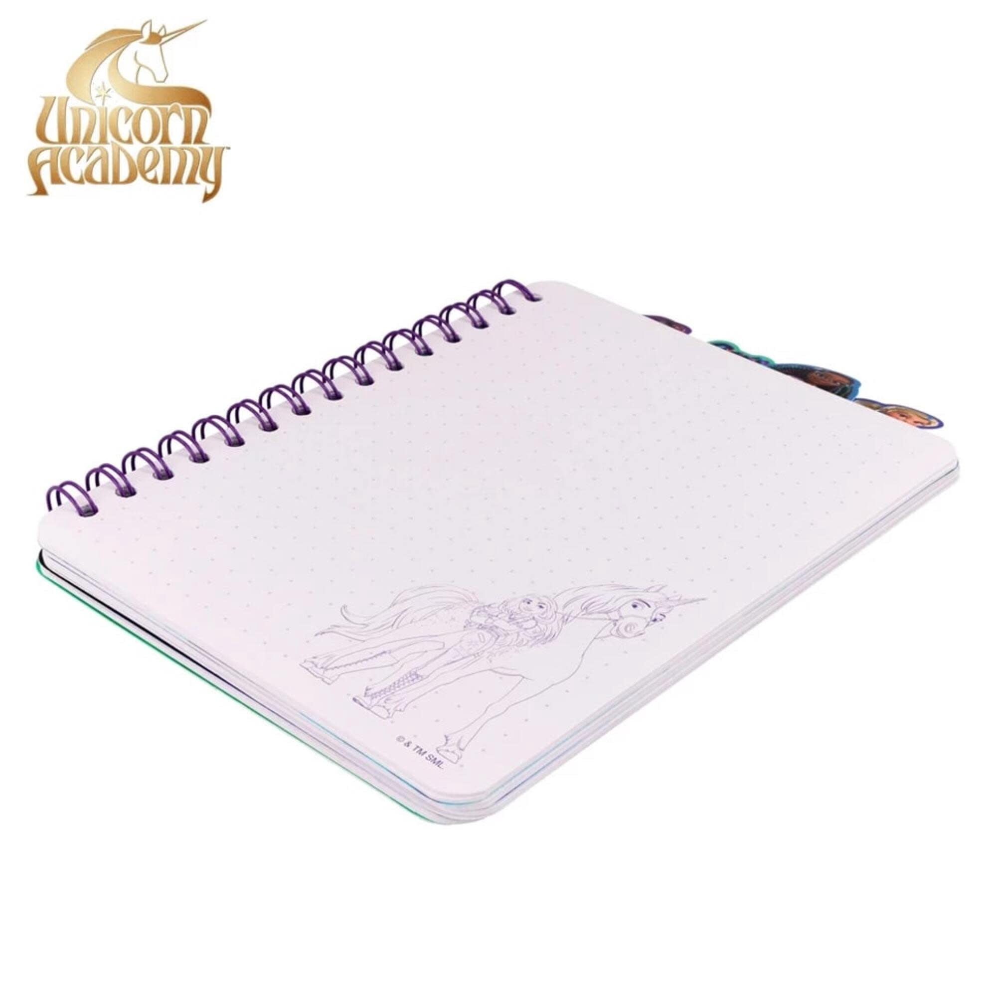 Inkology: 4 Tab Journal: Unicorn Academy - 160 Dot Pages, Magical Themed Spiral Notebook, 4 Character Dividers, Writing-Notes-Dreams-Doodles, Kids 3+