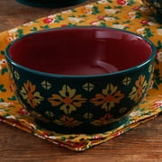 Angle View: The Pioneer Woman Stoneware 6" Retro Teal Floral Bowl