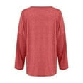 thumbnail image 3 of Scyoekwg Long Sleeve Shirts for Women Round Neck Eyelet Tunic Shirts Lightweight Loose Tshirt Dressy Casual Blouse Tops for Women Trendy Solid Color Blouses (Red,M), 3 of 5