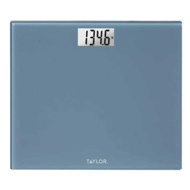 Báscula de baño digital Taylor extra ancha con capacidad de 226 kg para peso corporal, precisión alta y plataforma ultra ancha, báscula digital para personas, fácil de leer, color azul pizarra