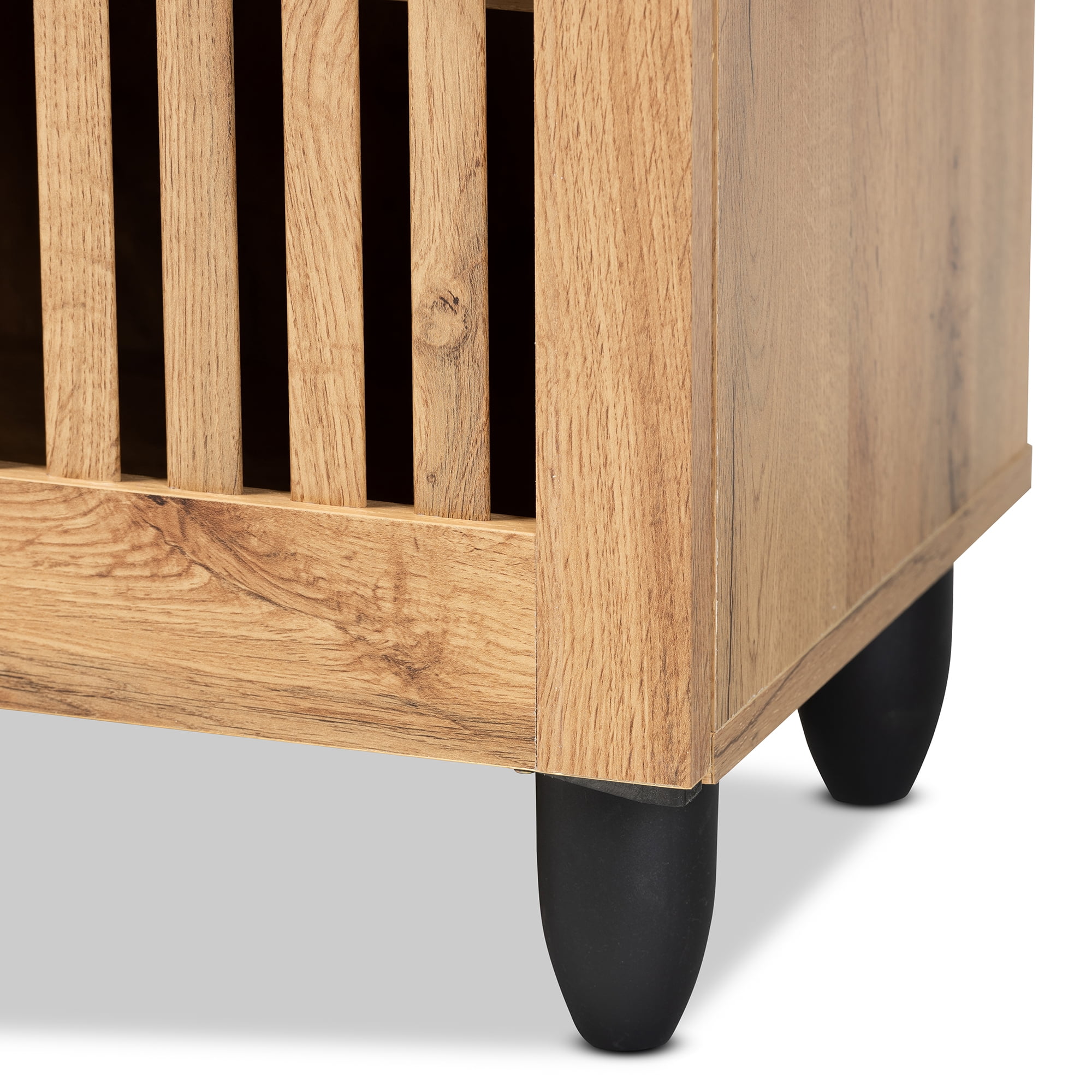 Baxton Studio Fernanda Modern and Contemporary Oak Brown Finished Wood 3-Door Shoe Cabinet