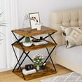 thumbnail image 4 of 3-Tier End Table Small Side Table Tall Bedside Night Stand with Storage Sofa Side desks for Living Room Bedroom Office Bathroom Small Space Rustic Brown ET-04RB, 4 of 7