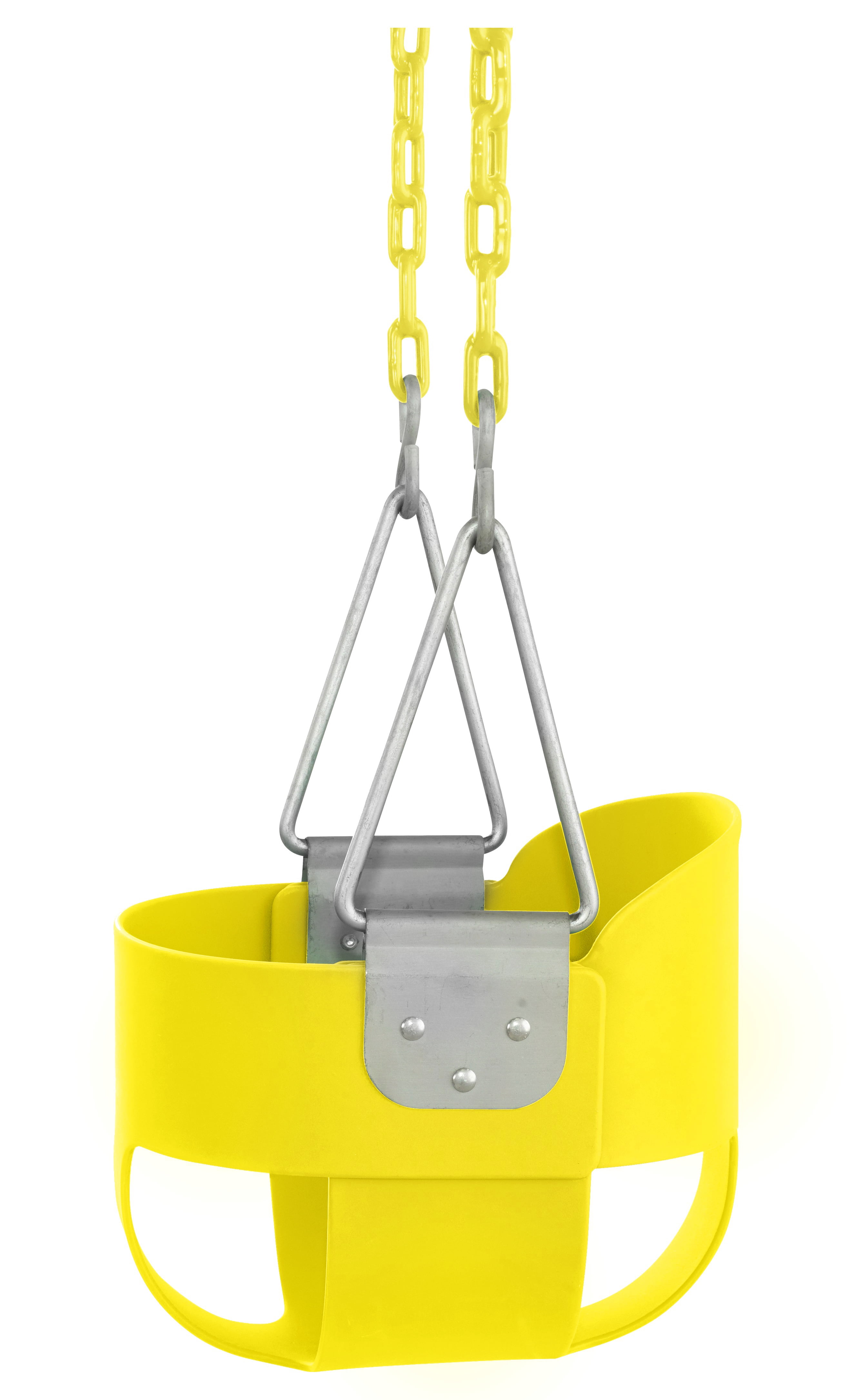 Machrus Swingan High Back, Full Bucket Toddler & Baby Swing with Vinyl Coated Chain - Fully Assembled - Yellow