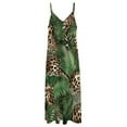 thumbnail image 6 of Jungle Print Jaguars Lush Leaves Sleeveless Suspender Dress Summer Fashion Casual Long Dress, 6 of 9