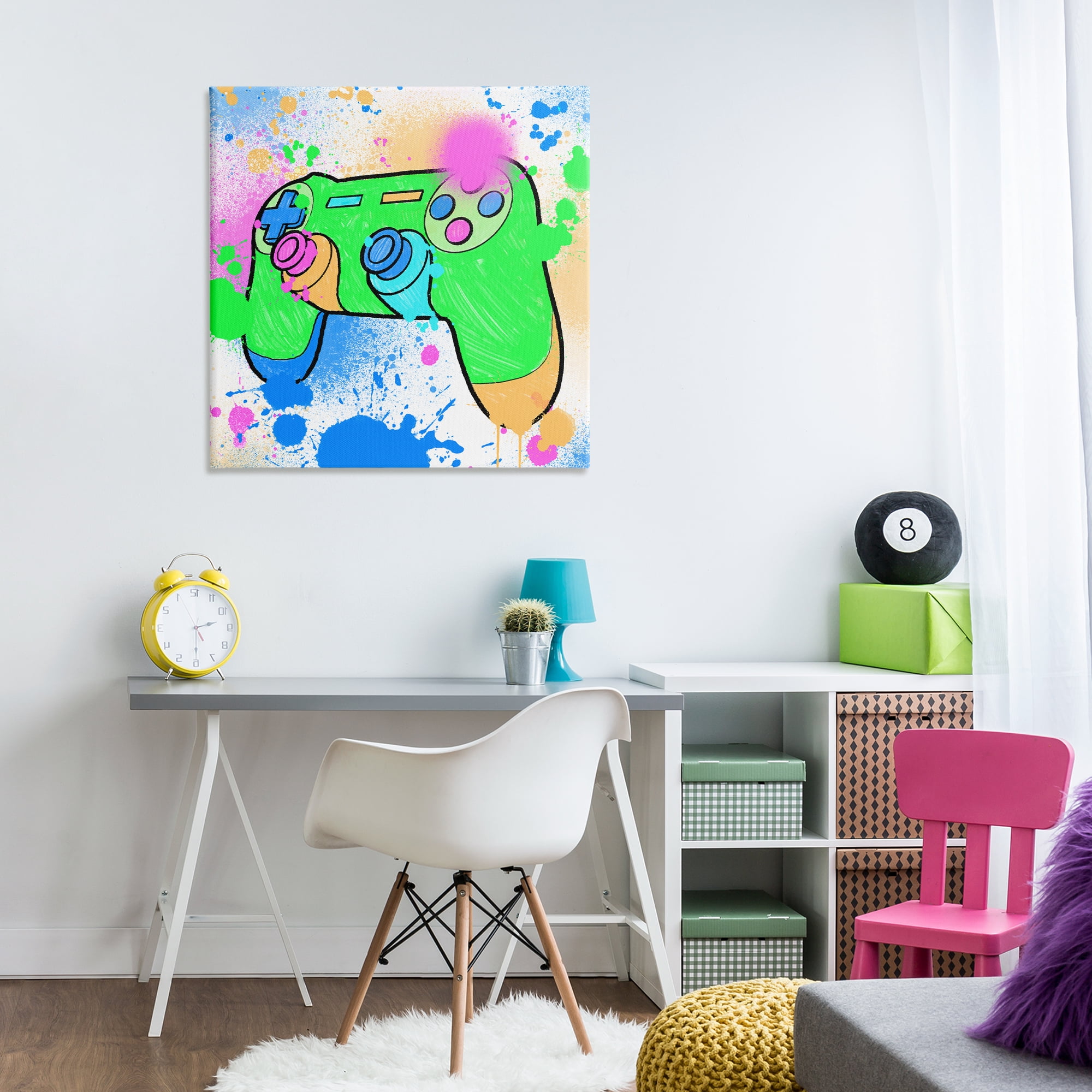 Stupell Industries Splattered Game Controller Entertainment Painting Wrapped Canvas Art Print Wall Art, 30 x 30