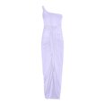 thumbnail image 4 of Eyelet Dresses for Women Sleeveless One Shoulder Twist Front Split Midi Dress Fashion Summer Bodycon Dress (XL, Purple), 4 of 5