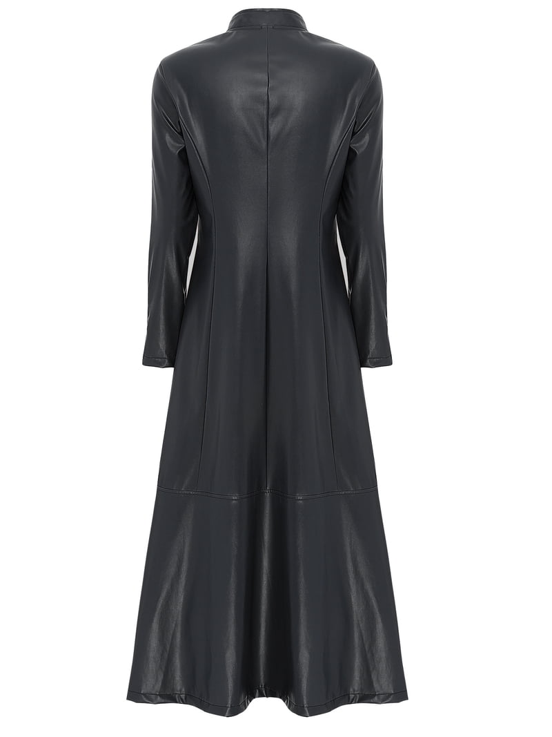 Alvivi Women's Leather Trench Coat Full Zipper Ankle Length Long Jacket  Moto Biker Coat Dress Black S - Walmart.com