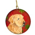 thumbnail image 1 of Carolines Treasures SS4683-CO1 Golden Retriever Flocons de Neige Rouges Ornement en Céramique de Noël, 1 of 2