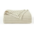 thumbnail image 2 of Sheetsnthings Cozy Viscose from Bamboo-Cotton Blend Waffle Blanket (Full/Queen Size 92x96 , Beige) Lightweight and Breathable for Year Round Use, 2 of 3