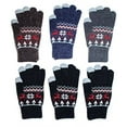 thumbnail image 2 of Women's Fleece Lined Acrylic Magic Glove with Touchscreen Technology 6 Pair (Holiday Reindeer), 2 of 2