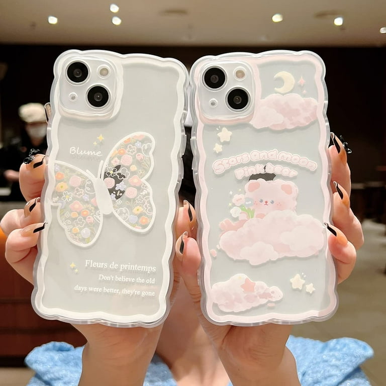 Compatible with iPhone 13 Case Cute Cartoon Floral Butterfly