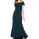 thumbnail image 1 of Betsy & Adam Womens Solid Off-The-Shoulder Bow-Back Gown Dress green 14, 1 of 2
