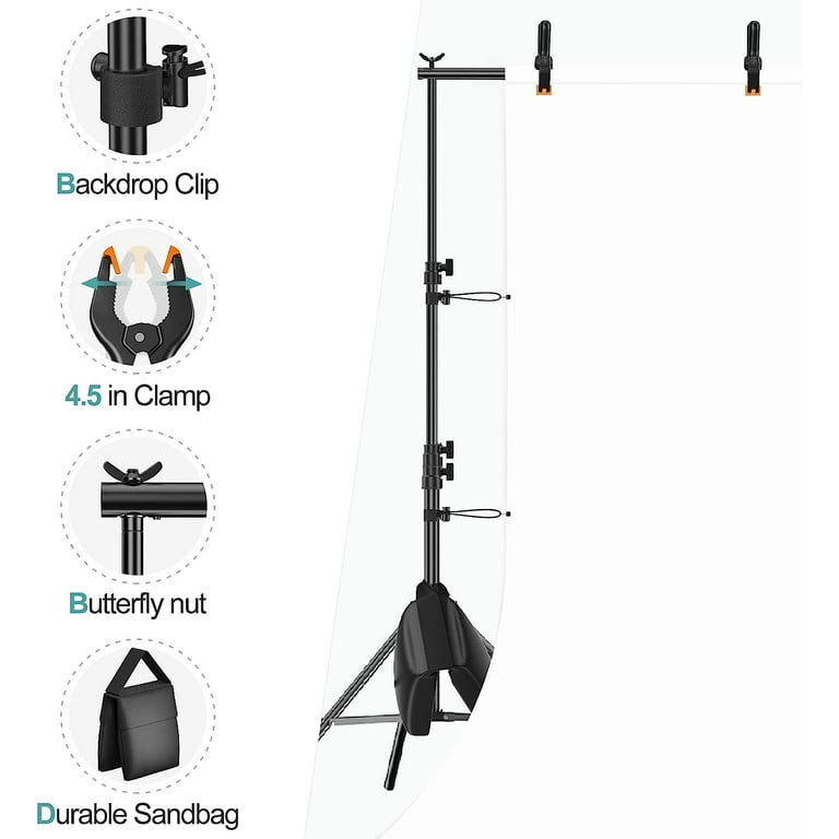 Emart Photo Video Studio 8.5 x 10ft Green Screen Backdrop Stand Kit, Photography Background Support System with 10 x12ft 100% Cotton Muslin