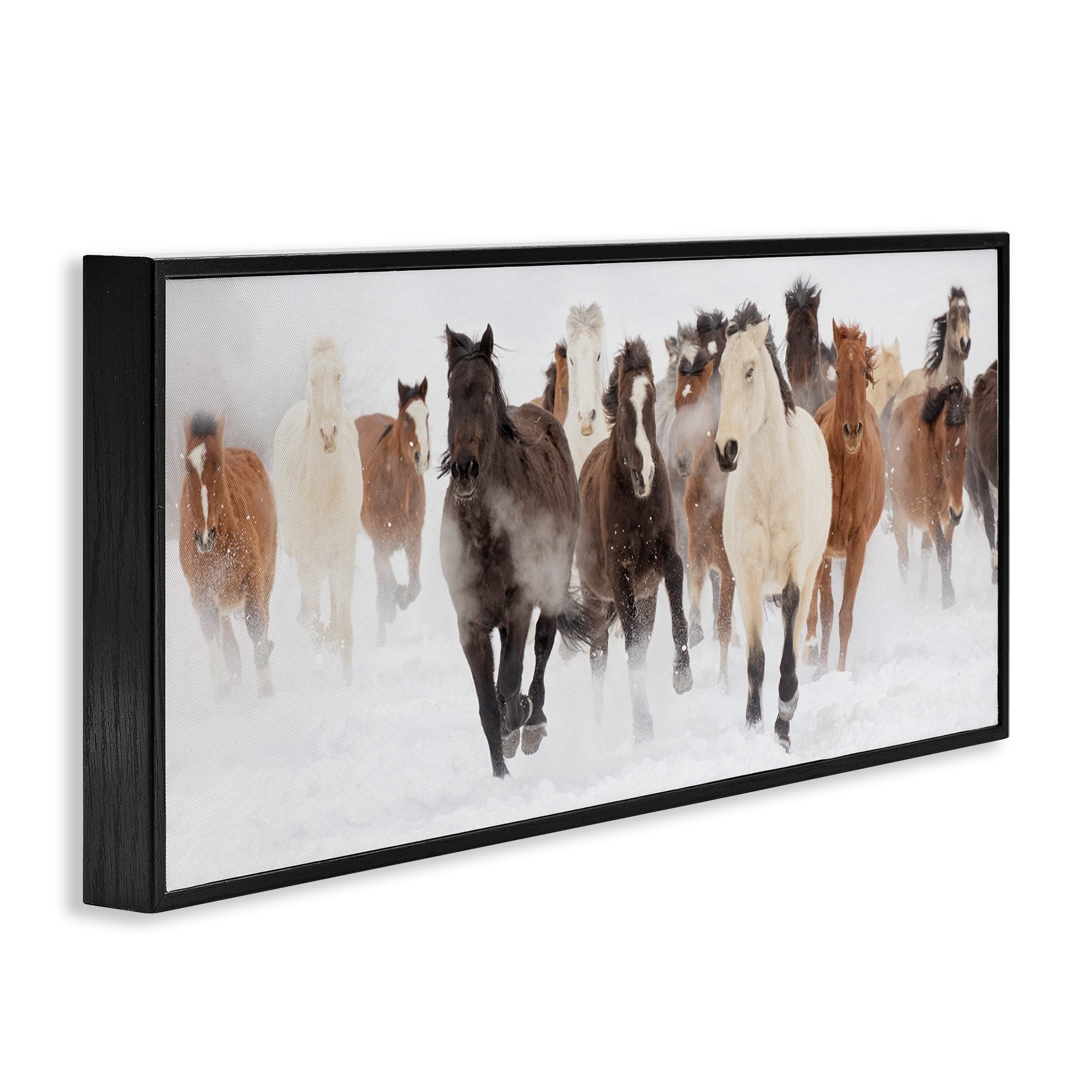 Stupell Industries Wild Horses Herd Foggy Winter Day Running Snow Painting , 24 x 10, Design by Danita Delimont