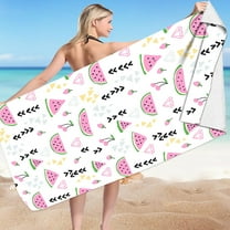 dinapents Oversized 75x150cm Beach Towel - 250g Microfiber Sand-Free Yoga Mat, Watermelon Design for Summer Vacation & Travel