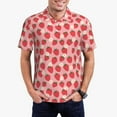 thumbnail image 2 of Balery Strawberry And Flowers Printed Men’s Short Sleeve Polo Shirt, Midweight Men's Shirt,Golf Polo shirts -XX-Large, 2 of 8