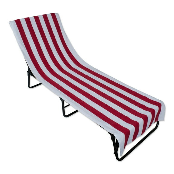 Stripe Lounge Chair Oversized Beach Towel With Top Fitted Pocket 26x82