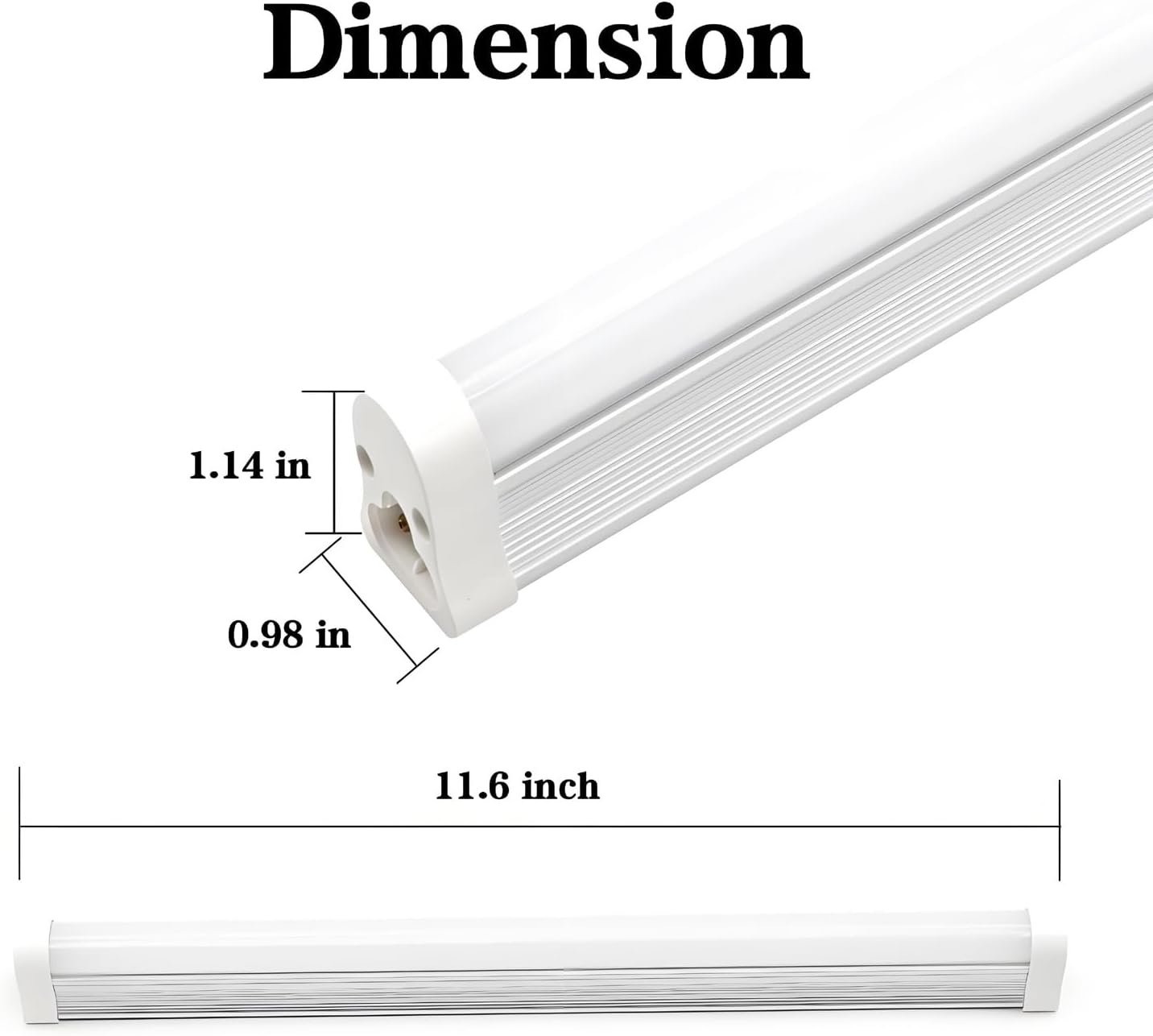 JJEAN-LED Shop Light Fixture, 12 Inch 5W, 580LM, Frosted Cover, 6500K, T5 Integrated Tube Light, Hight Output, Brighter White, LED Tube Light for Garage, Warehouse, Plug and Play (Pack of 2)