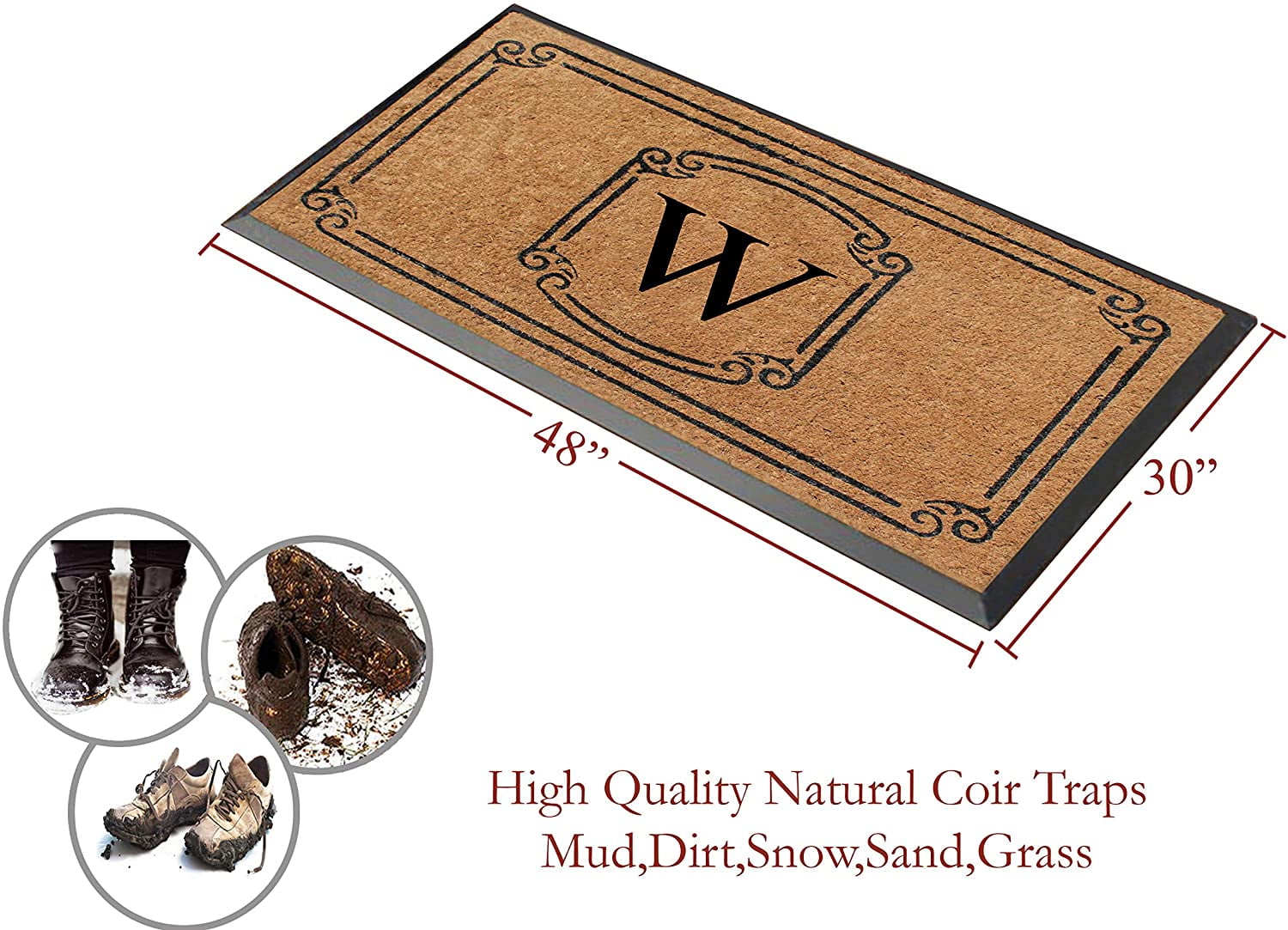 A1 Home Collections Rubber and Coir Molded Door Mat 30x48 Inch Designer Hand-Crafted ,Personalized ,Double/Single Door Mat
