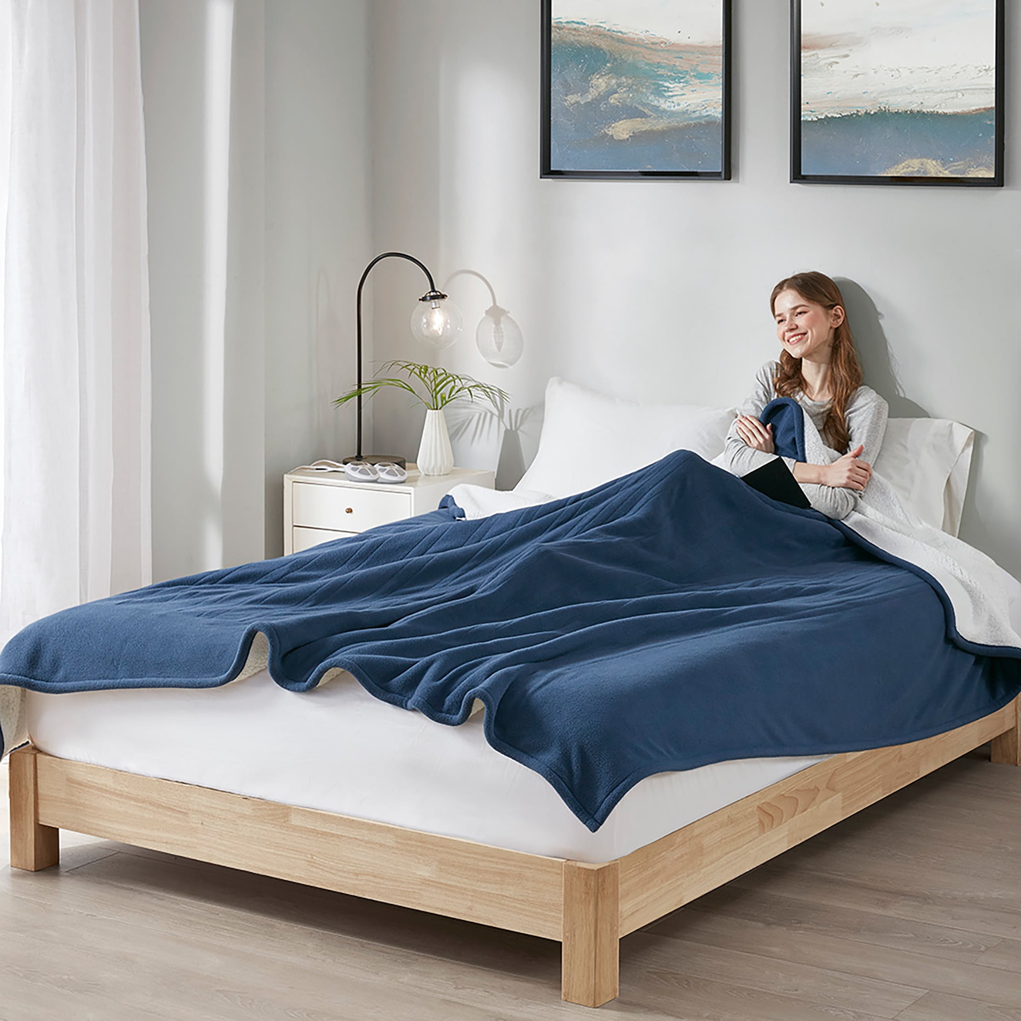 Serta Polyester and Cotton Fleece to Sherpa Heated Blanket ST54-0100