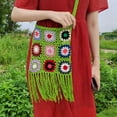 thumbnail image 6 of Crochet Shoulder Bag Bohemian Ethnic Style Woven Handbag Handmade for, 6 of 6