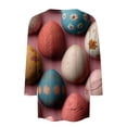thumbnail image 5 of HAVUITYY Easter 3/4 Sleeve Sweater for Womens, Cute Bunny Eggs Pattern Crew-neck T-Shirts, Spring Oversized Casual Tops, 5 of 5