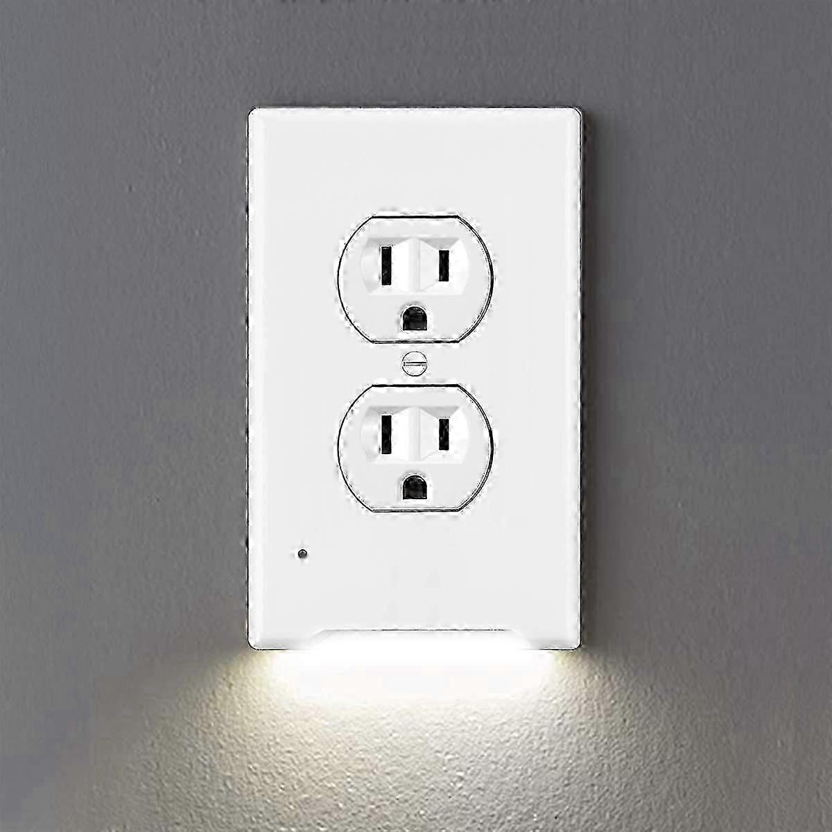 6packs Decor Outlet Wall Plates With Led Guide Night Lights Build On Sensor Electrical Illuminated Plug Plates Covers Plate With Energy Efficient Nigh