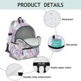 thumbnail image 4 of White Purple Butterfly Flower Pattern Cute School Backpack with Padded Back and Adjustable Shoulder Straps 13.4"x11"x4.7", 4 of 5