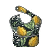 Bingfone Mess-Proof Baby Bib - Waterproof Bib For Baby Boy Or Girl With Food Catcher Pocket, Unisex-Citrus Fruits Elegant Lemons