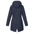 thumbnail image 2 of Fimkaul Women's Jacket Coats Winter Fall Long Sleeve Casual Tops Solid Rain Hooded Outdoor Rain Windproof ’s Coat Navy XL, 2 of 3