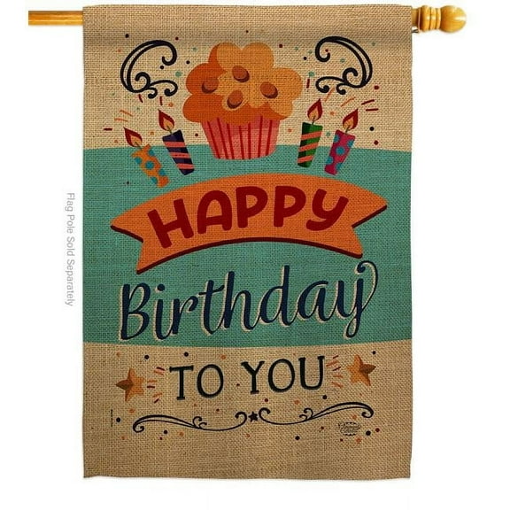Ornament Collection H192197-BO Birthday to You Celebration Double-Sided Garden Decorative House Flag, Multi Color