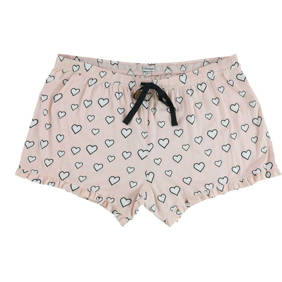 P.J. Salvage Womens Hearts Pajama Shorts, Pink, Plus Size, 1X