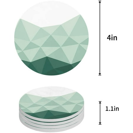 

FMSHPON Ombre Green Set of 4 Round Coaster for Drinks Absorbent Ceramic Stone Coasters Cup Mat with Cork Base for Home Kitchen Room Coffee Table Bar Decor