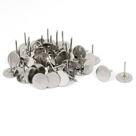 Furniture Metal Round Flat Head Upholstery Tack Nail Silver Tone 15mm Dia 50pcs