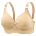 thumbnail image 2 of Gymayou Women Full Support Wireless Seamless Bra Breathable Smooth Pleated Cup Underarm Smoothing Gentle Push-Up Comfort Lingeries Beige 36, 2 of 4
