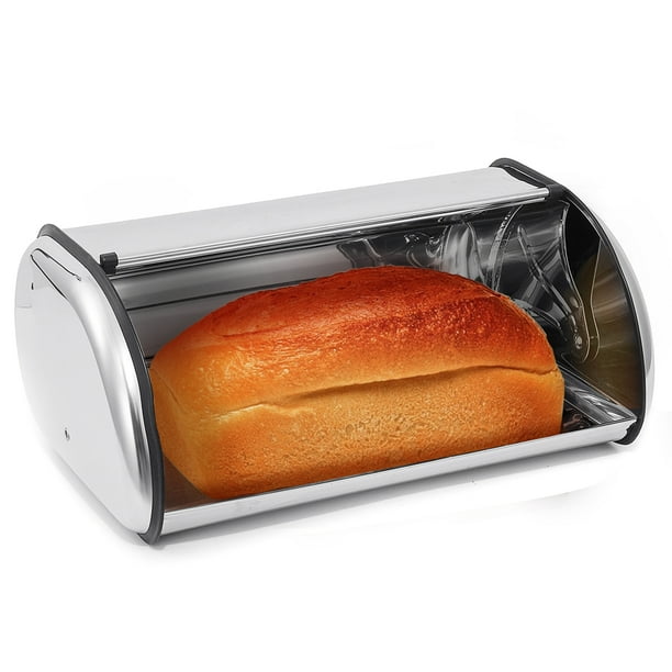 Bread Box for Kitchen Counter, Matte Stainless Steel Bread Storage Bin