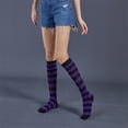 thumbnail image 3 of Linyer Stripes Thigh High Socks Simple Style Sports Games Legwarmers Valentines Day Women Accessories for Daily Wear Halloween Party Purple stripe, 3 of 3