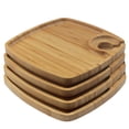 thumbnail image 1 of BambooMN 10" x 10" Bamboo Ecoware Reusable Dinnerware Cup Wine Holder Square Plates (Grooved) for Catered Events, Holidays, or Home Use Supplies, 4 Pcs, 1 of 7