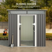 6x4 ft Outdoor Storage Shed with Double Lockable Doors - Weather-Resistant Garden Shed in Gray