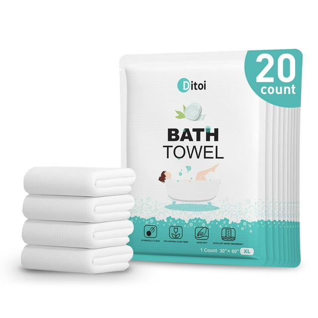 Toallas de baño desechables Ditoi, 76 x 152 cm, suaves y de secado rápido, 20 unidades