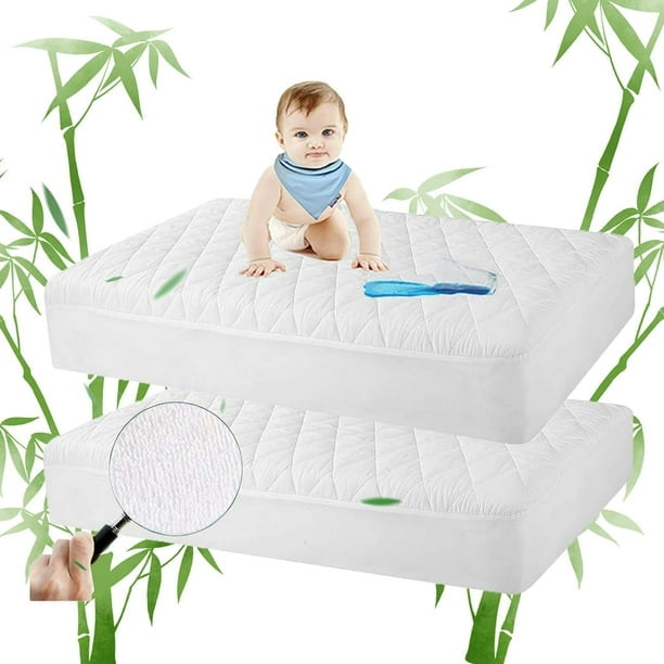 Pack 28x52 Inches Bamboo Crib Mattress Protector, Waterproof