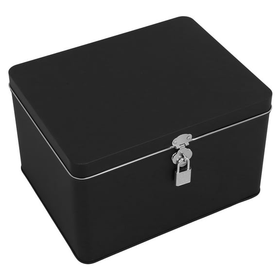 IBASETOY Rectangular Tin Boxes Tinplate Lockable Organizing Adults Home Organization 1Pcs