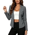 thumbnail image 2 of IUYRTFE Women's Long Sleeve Open Front Blazer with Lapel Collar Slim Fit Casual Work Jacket, 2 of 8