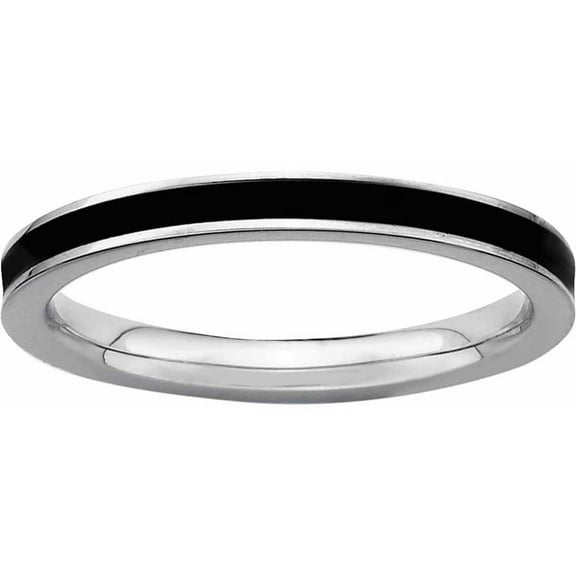 Sterling Silver Black Enameled 2.25mm Ring