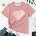 thumbnail image 3 of Hienoo Little Girls Tshirt Heart Print Short Sleeve T Shirt Loose Leisure T-Shirt, 3 of 6