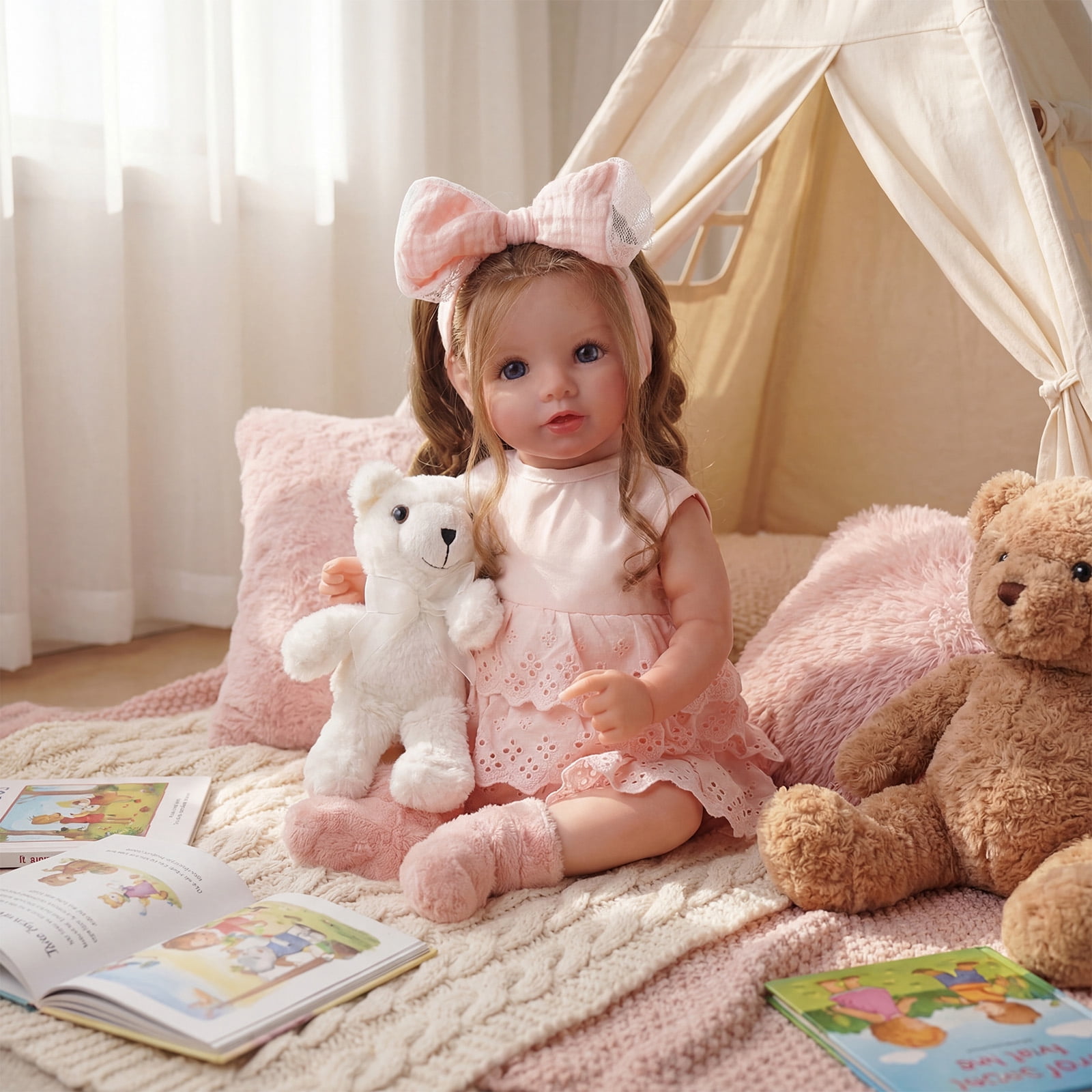 RSG Lifelike Reborn Baby Dolls - 20 Inch Baby Dolls Blond Girl Handmade Real Life Baby Dolls with Clothes for Kids Age 3+