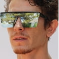 thumbnail image 4 of GFDYREE Oversized Flat Top Square VINTAGE RETRO SHIELD VISOR Style Aviator SUNGLASSES, 4 of 6